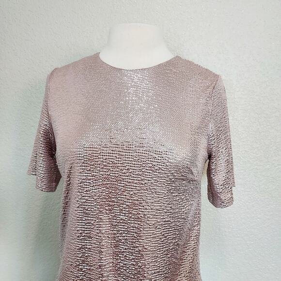 Monteau Los Angeles Rose Gold Shimmer Blouse Size M - Picture 3 of 11